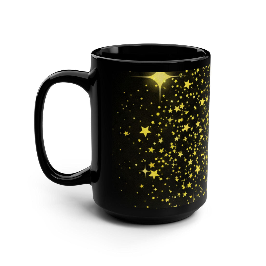 Gold Star Confetti Mug | Black Ceramic Mug