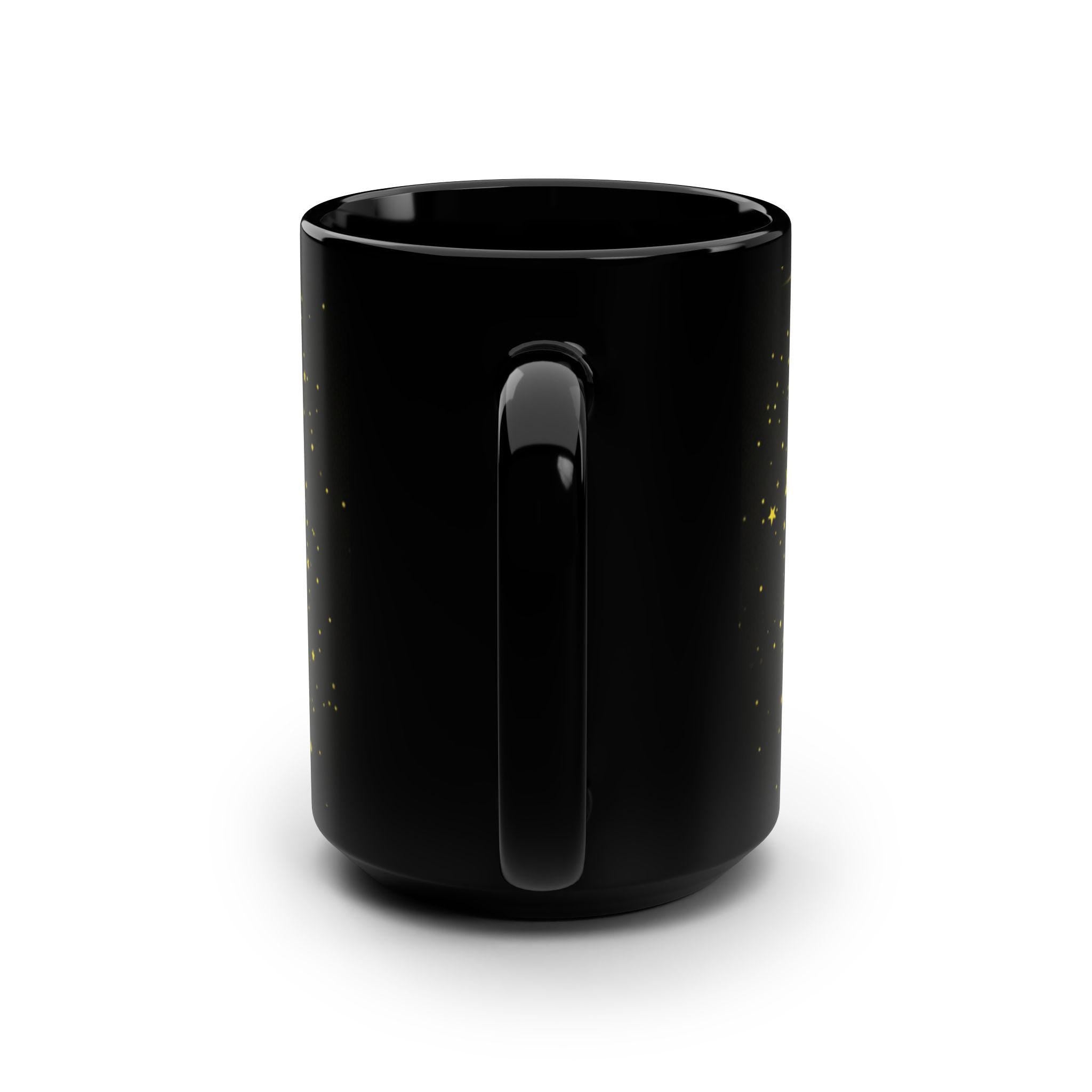 Gold Star Confetti Mug | Black Ceramic Mug