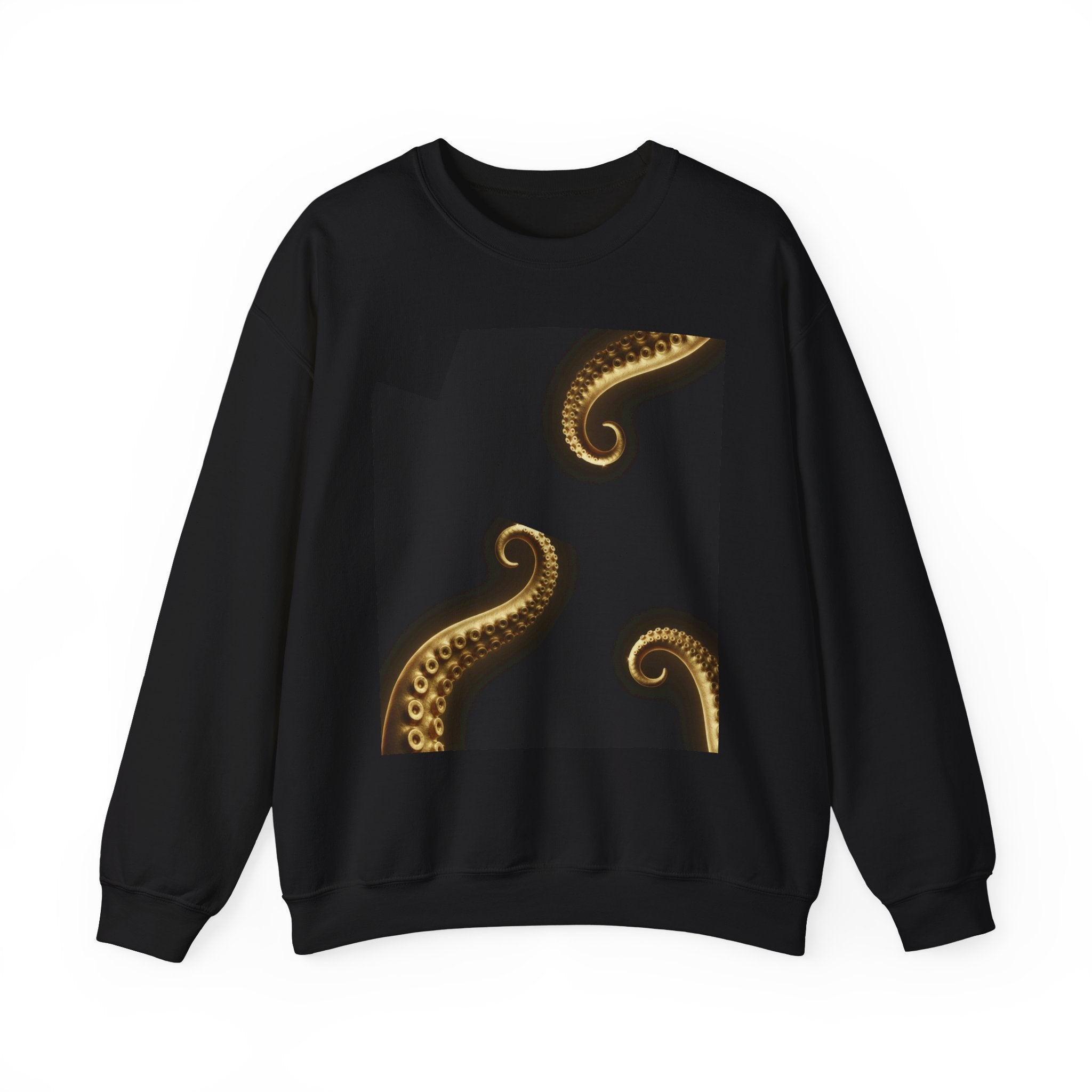 Gold Octopus Tentacles Sweatshirt — Nautical Marine Life Crewneck
